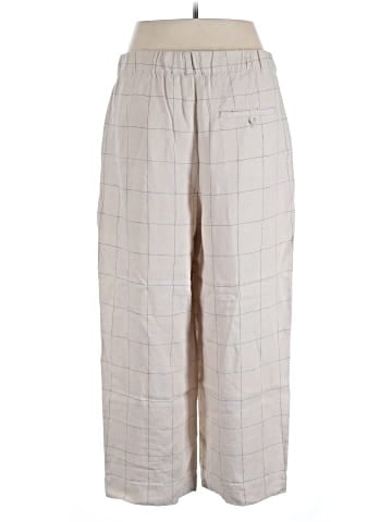 Madewell Linen Pleated Taper Wide-Leg Pants in Windowpane (view 2)