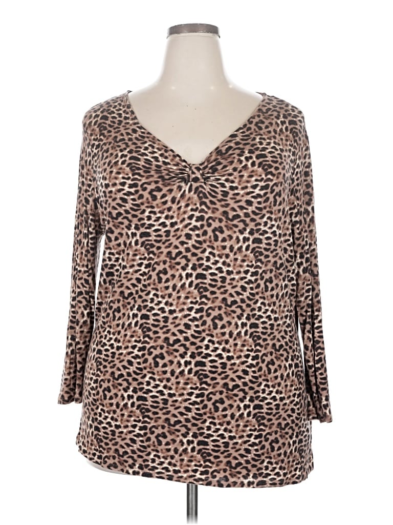 Pre-owned Jaclyn Smith Long Sleeve Blouse In Brown