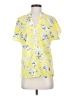 CAbi 100% Polyester Floral Yellow Short Sleeve Blouse Size XS - photo 1