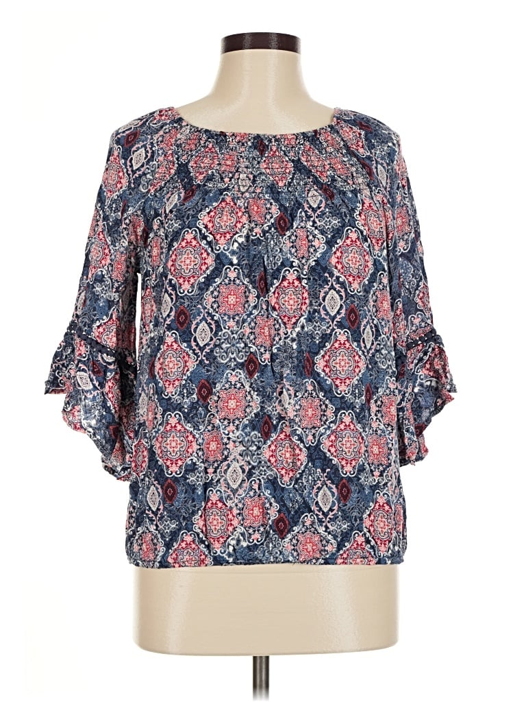 Pre-owned Westport 3/4 Sleeve Blouse In Blue