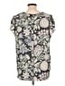 Ann Taylor LOFT 100% Polyester Floral Gray Short Sleeve Blouse Size L - photo 2