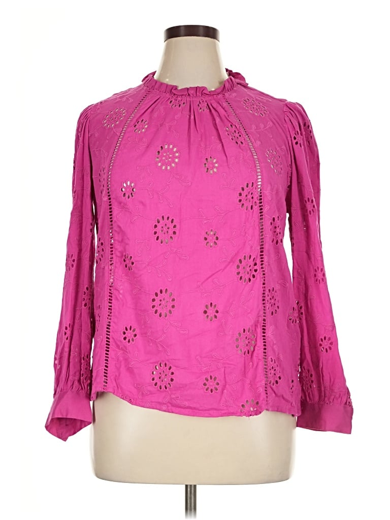 Pre-owned Nicole Miller Long Sleeve Blouse In Pink