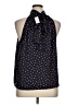 Ann Taylor 100% Polyester Graphic Blue Black Sleeveless Blouse Size XL - photo 2