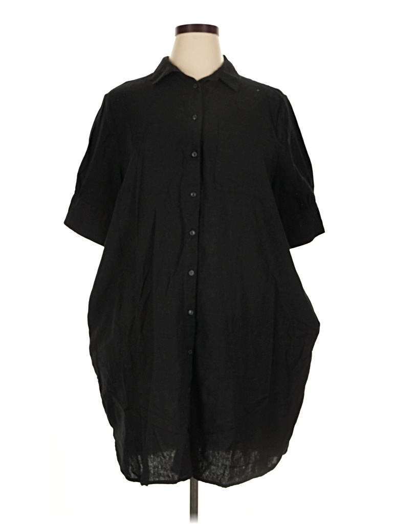 Pre-owned Old Navy 3/4 Sleeve Button Down Shirt In Black
