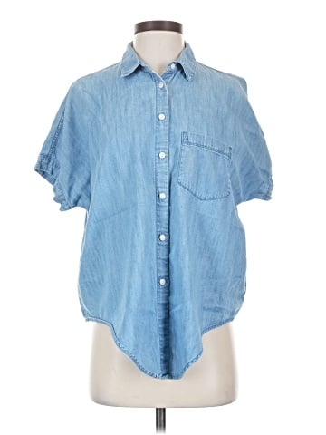 Madewell Denim Short-Sleeve Tie-Front Shirt (view 1)