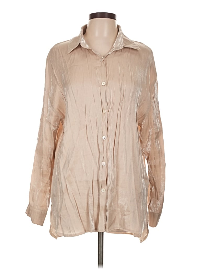 Pre-owned Unbranded Long Sleeve Blouse In Tan