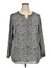 Talbots 100% Polyester Print Gray Long Sleeve Blouse Size 2X - photo 1