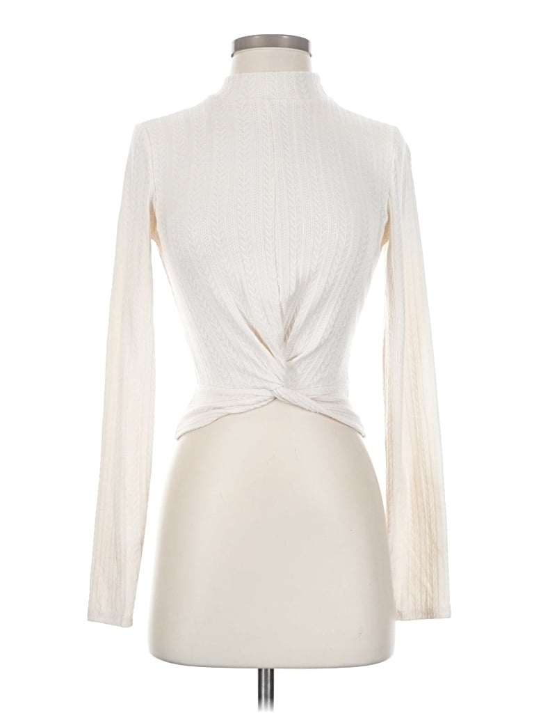 Pre-owned Lulus Long Sleeve Top Ivory Turtleneck Tops