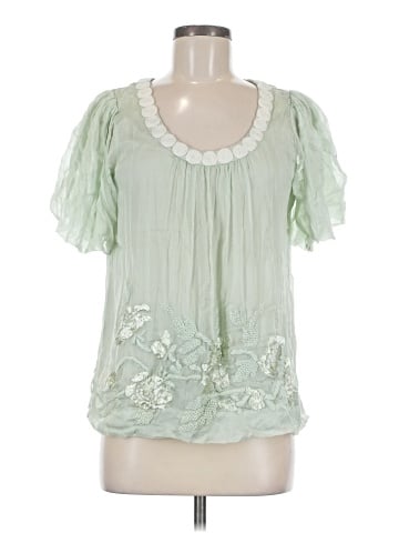 Gold Hawk Short Sleeve Silk Top (view 1)