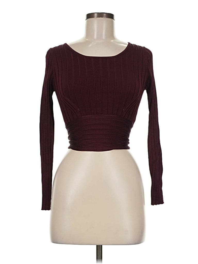 Pre-owned Zara Long Sleeve T-shirt In Burgundy