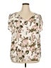Ann Taylor LOFT 100% Polyester Floral Ivory Short Sleeve Blouse Size 20 - photo 1