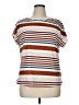 Assorted Brands 100% Polyester Stripes Brown Short Sleeve Top Size 1X - photo 1
