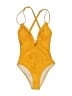 Cupshe Solid Yellow One Piece Swimsuit Size S - photo 1