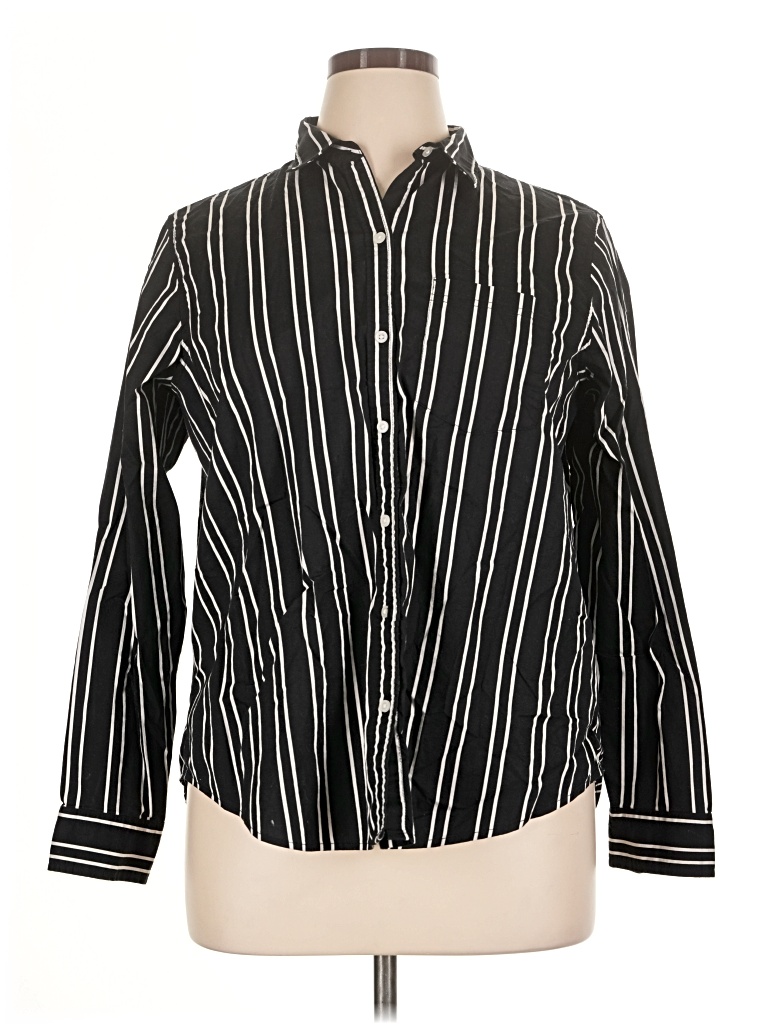 Pre-owned Old Navy Long Sleeve Button Down Shirt In Black