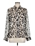 Express 100% Polyester Animal Print Silver Long Sleeve Blouse Size M - photo 1