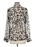 Express 100% Polyester Animal Print Silver Long Sleeve Blouse Size M - photo 2