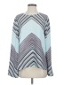 BCBGMAXAZRIA Chevron-herringbone Multi Color Blue Long Sleeve Blouse Size S - photo 1