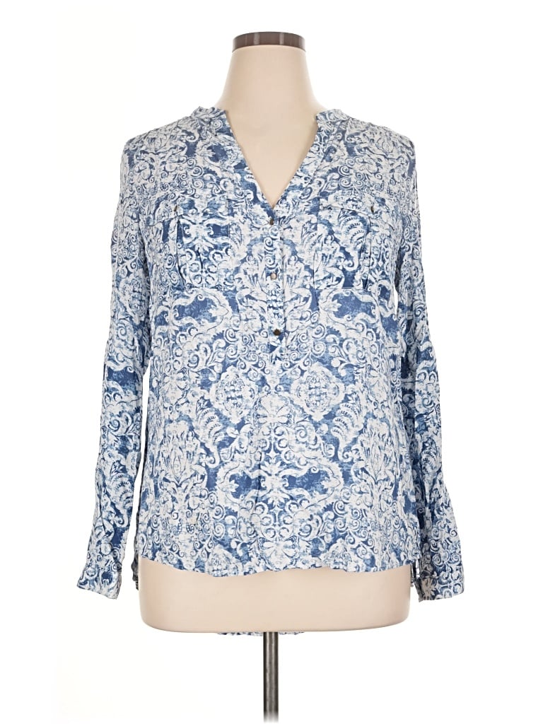 Pre-owned Maurices Long Sleeve Blouse In Blue