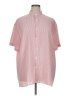 Unbranded Solid Pink Short Sleeve Button-Down Shirt Size 1X (estimated) - photo 1