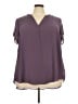 Torrid 100% Polyester Solid Purple Short Sleeve Blouse Size 3X Plus (3) - photo 1