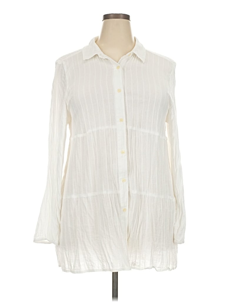 Pre-owned Style & Co Long Sleeve Blouse In Ivory