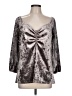Lane Bryant Metallic Silver 3/4 Sleeve Blouse Size 10 - 12 Plus - photo 1