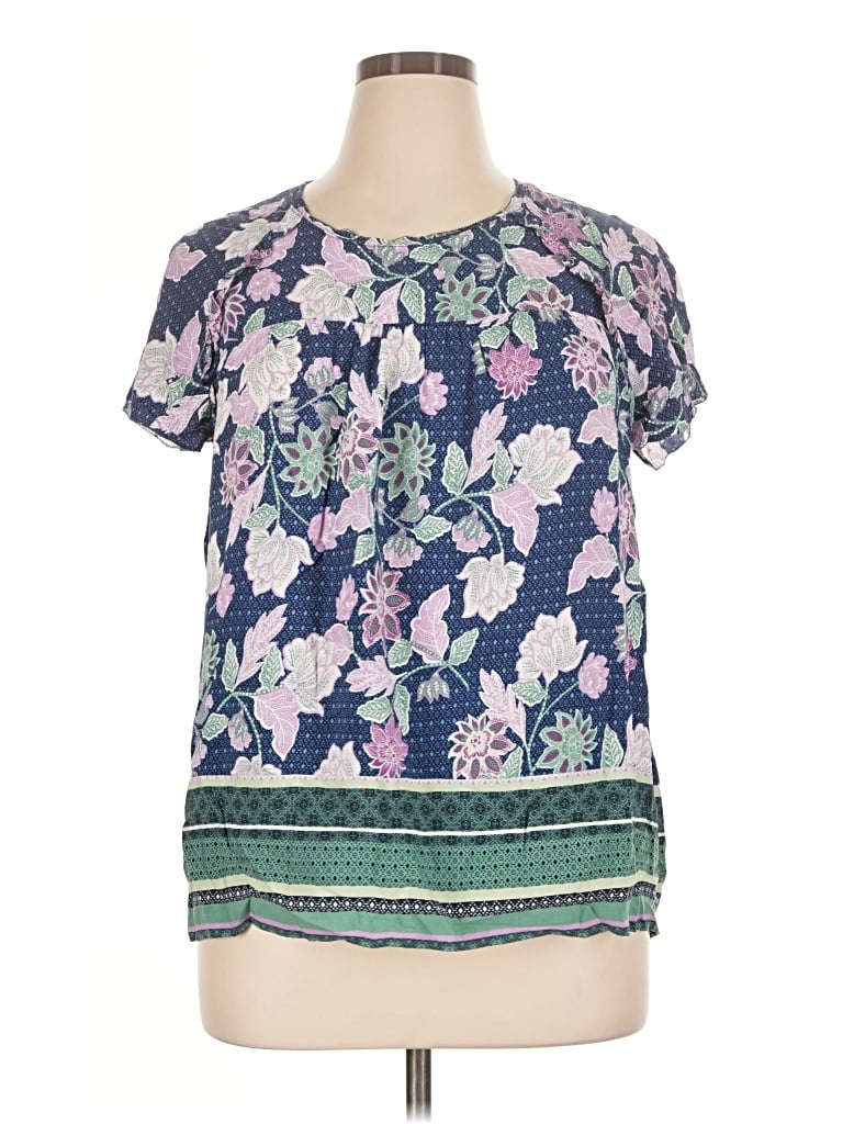 Pre-owned St. John's Bay Short Sleeve Blouse In Purple