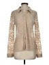 Hem & Thread Metallic Tan Long Sleeve Blouse Size S - photo 1