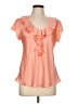 Sunny Leigh 100% Polyester Solid Orange Short Sleeve Blouse Size L - photo 1