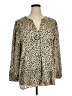 Jodifl 100% Polyester Animal Print Tan Long Sleeve Blouse Size 1X - photo 1