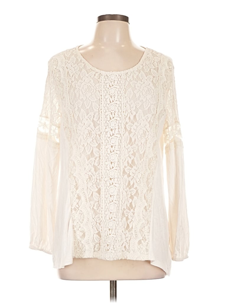 Pre-owned Style & Co Long Sleeve Blouse In Ivory