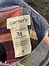Carter's 100% Cotton Plaid Blue Long Sleeve Button-Down Shirt Size 3T - photo 3