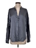 Vince. 100% Silk Metallic Gray Long Sleeve Silk Top Size S - photo 1