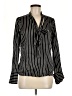 Milly 100% Silk Stripes Black Long Sleeve Silk Top Size 6 - photo 1