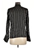 Milly 100% Silk Stripes Black Long Sleeve Silk Top Size 6 - photo 2