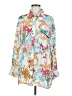Elan 100% Rayon Floral White Long Sleeve Blouse Size M - photo 1