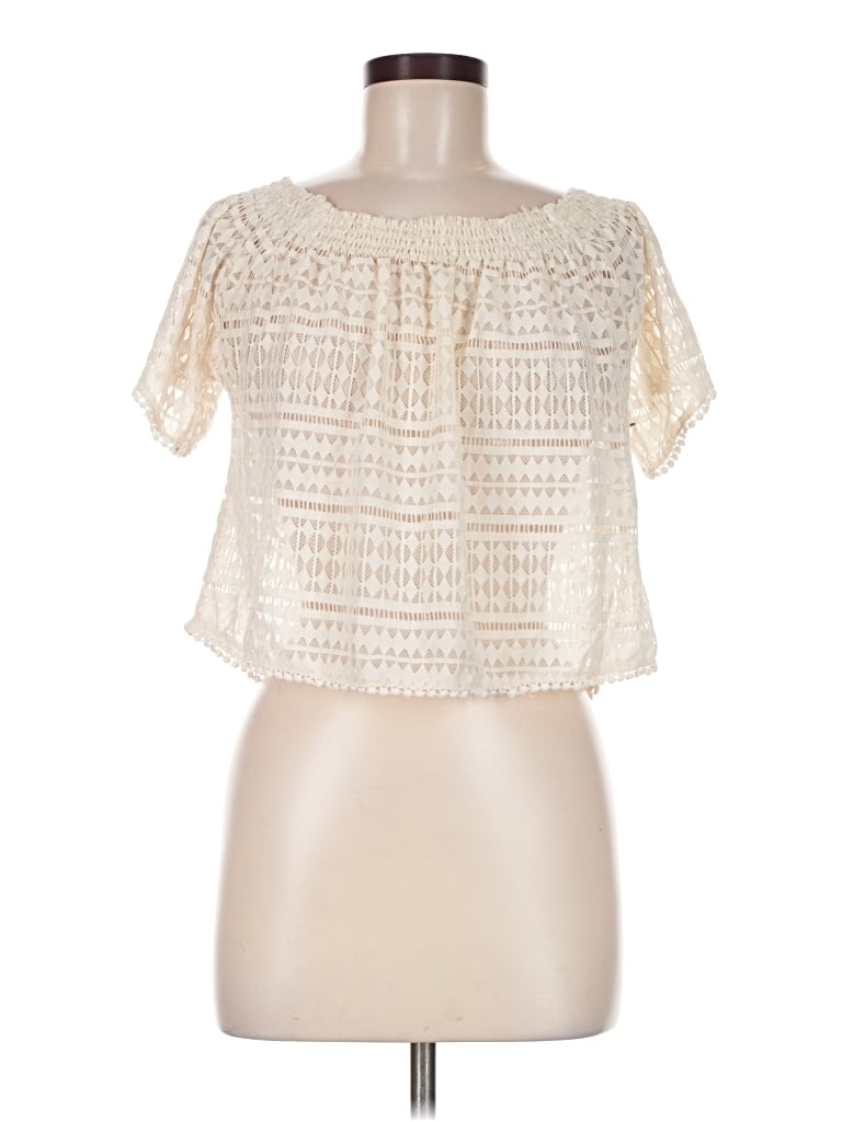 Pre-owned Forever 21 Short Sleeve Blouse In Ivory