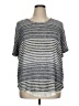 One World Stripes Gray Short Sleeve Top Size XL - photo 1
