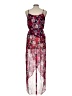 Lush 100% Polyester Floral Burgundy Cocktail Dress Size L - photo 2
