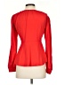 Elegantees Solid Red Long Sleeve Blouse Size S - photo 2