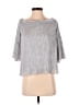 Waverly Grey Metallic Silver 3/4 Sleeve Top Size XS - photo 1