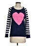 Betsey Johnson 100% Polyester Hearts Blue Pullover Sweater Size S - photo 1