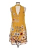 Blue Rain 100% Polyester Print Yellow Casual Dress Size M - photo 2
