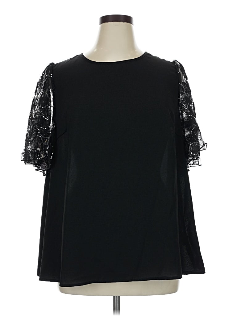 Pre-owned Shein Curve 3/4 Sleeve Blouse In Black