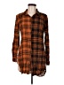 New Look 100% Rayon Plaid Orange Long Sleeve Button-Down Shirt Size M - photo 1
