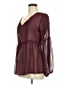 Charming Charlie 100% Polyester Burgundy Long Sleeve Blouse Size M - photo 5