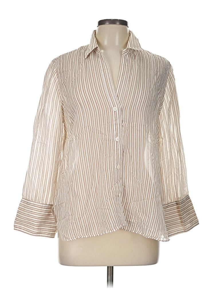 Pre-owned Zara Long Sleeve Blouse In Ivory