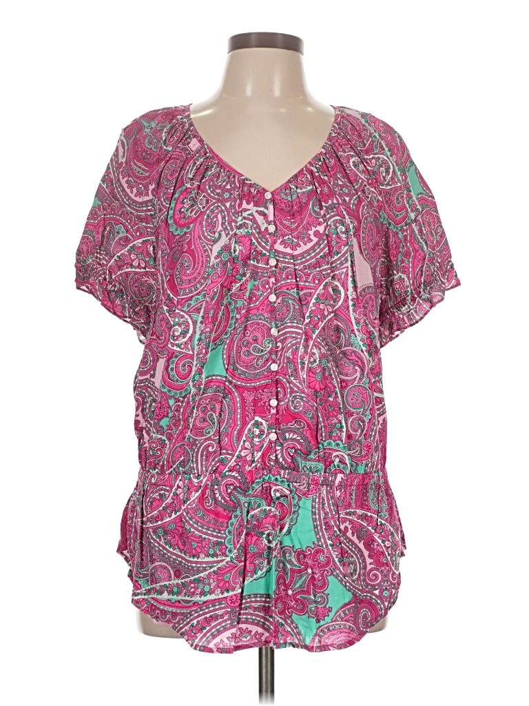 Jones New York Sport Short Sleeve Blouse In Pink