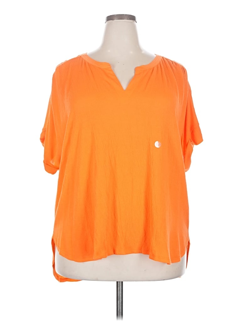 Lane Bryant Short Sleeve Top Orange V-neck Tops