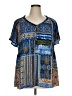 Chloe+Rene 100% Polyester Blue Short Sleeve Blouse Size XL - photo 1